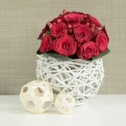 RED ROSES & HYPERICUM WEDDING ARRANGEMENT