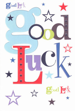 Immersed in the creative pulse of Walworth, this good luck card exudes confident warmth, thoughtful design, and emotional depth. Each letter springs forward in playful variation: the baby-blue 'g' setting a welcoming tone, offset by assertive reds and soulful purples that balance joy with meaningful support. Sprinkled stars, rendered in gradients from ink-black to gentle lavender, seem to have drifted down from the vibrant evening skies over Burgess Park, settling softly on the paper's pristine white backdrop. The energetic interplay of font and colour creates a sense of anticipation and reassurance, not unlike hearing a friend's voice over the hum of Walworth Road as they send you off towards something big. The smooth finish of the card invites a gentle caress, its sturdy feel reminiscent of handling premium, fresh-cut blooms. It's the sort of card ideal for marking life's milestones-a first home near Surrey Square, an exciting new job, or a well-earned graduation-imbuing every message with the heartfelt encouragement that runs at the core of Walworth's community spirit. Holding this card, one senses that luck, hope, and belonging are as tangible as the support it so generously conveys.